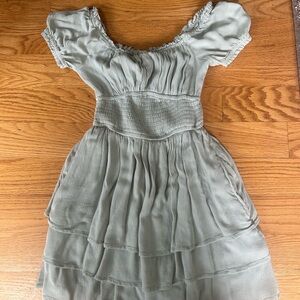 Hollister Green Puff Sleeve Sundress Casual
